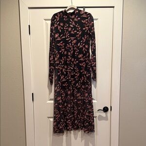 Chic Long Sleeve Black and Pink Floral Dress - never worn
